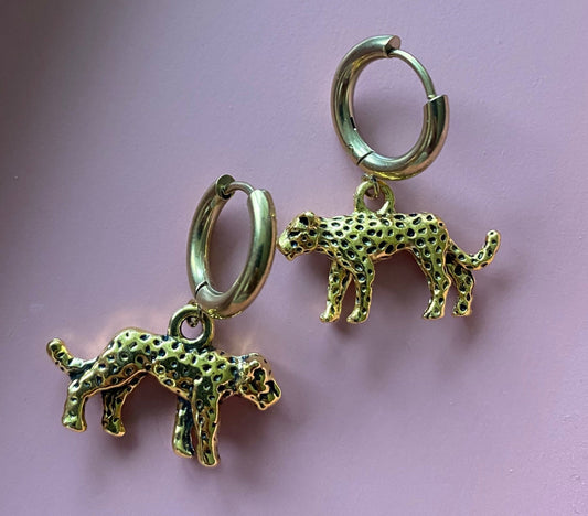 gold leo earrings